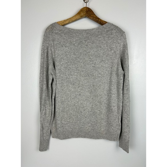 LOFT Reindeer Holiday Sweater Large Gray Italian Yarn Wool Blend Christmas - Picture 5 of 5